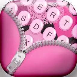 女孩 键盘 同 粉红色的 背景 和 表情符号